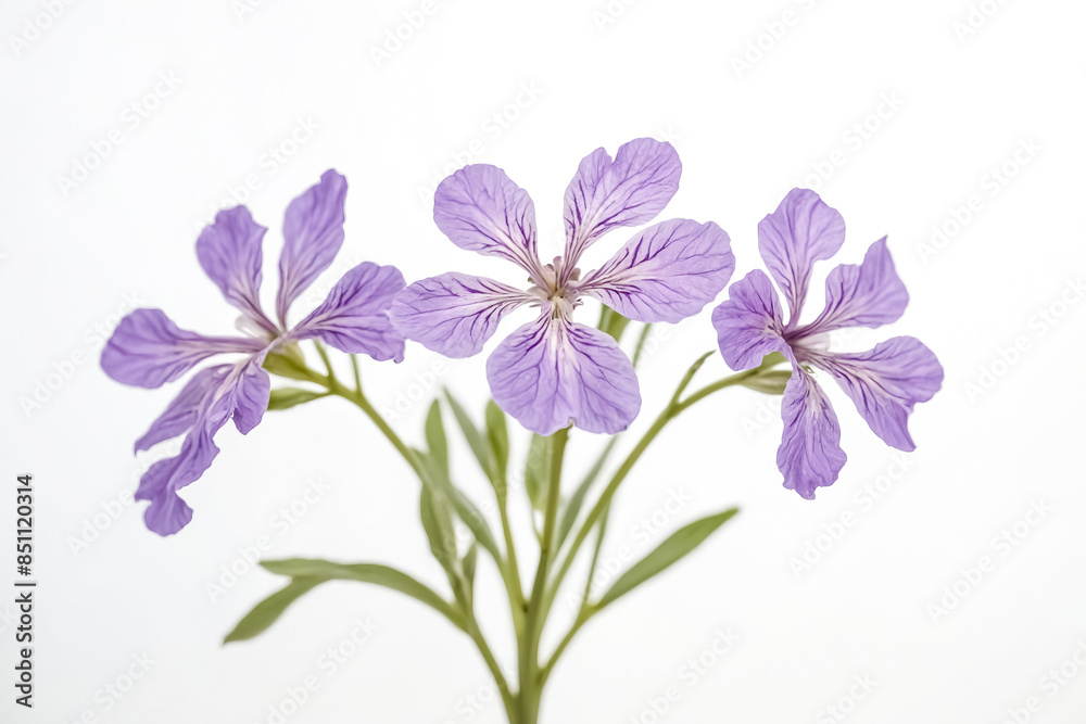 Naklejka premium Delicate Purple Flowers on a White Background
