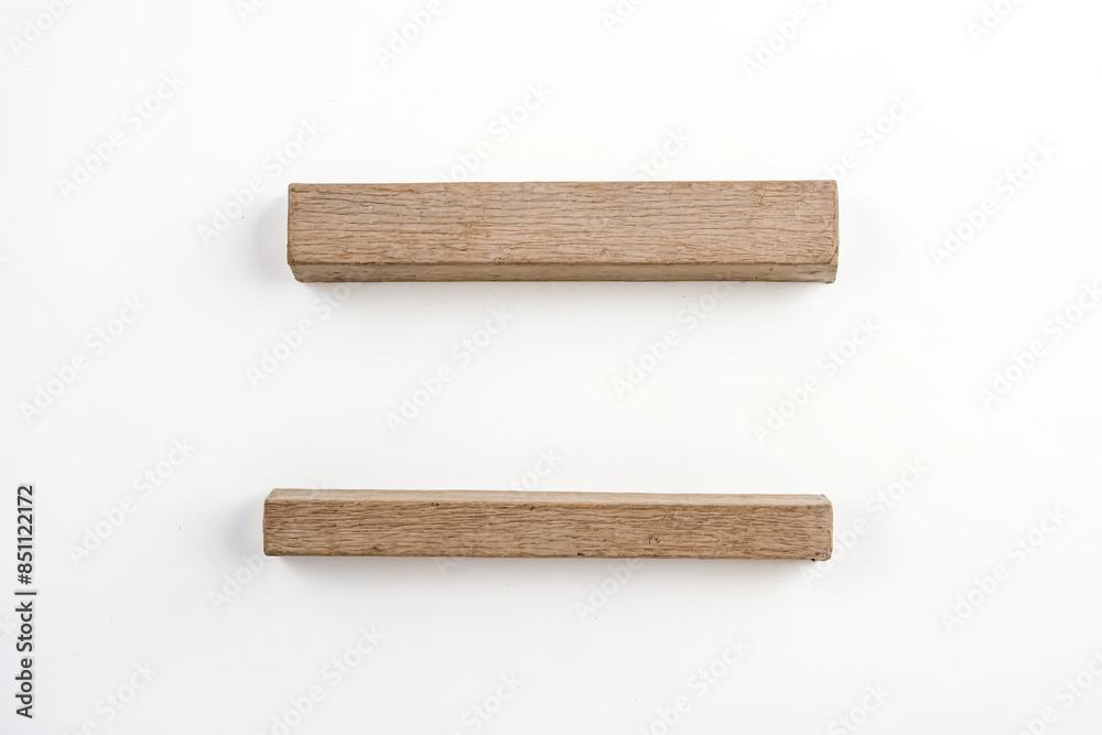 Two Wooden Beams on a White Background Two Wooden Beams on a White Background