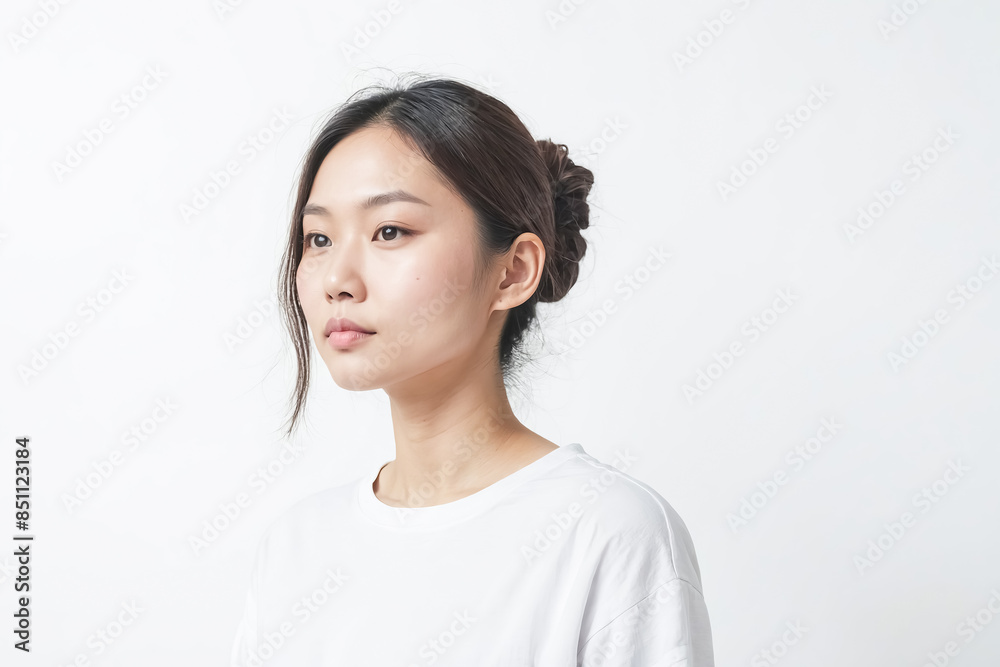 Portrait of a young woman with a white background Portrait of a young woman with a white background