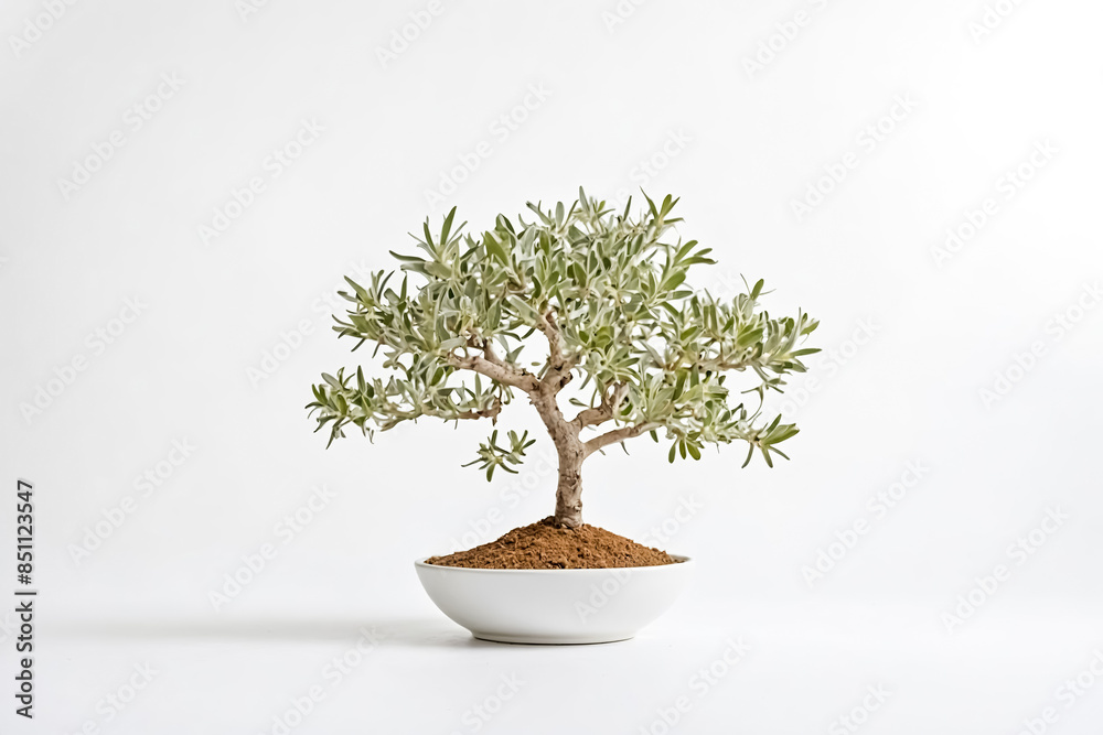 Bonsai Tree in White Pot on White Background Bonsai Tree in White Pot on White Background