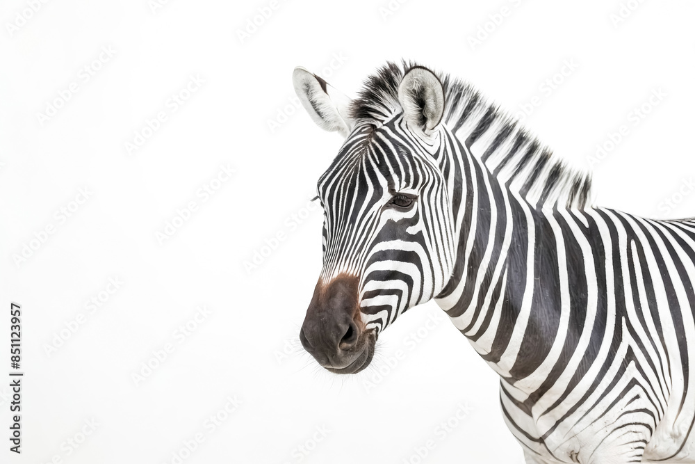 Zebra Portrait with White Background Zebra Portrait with White Background