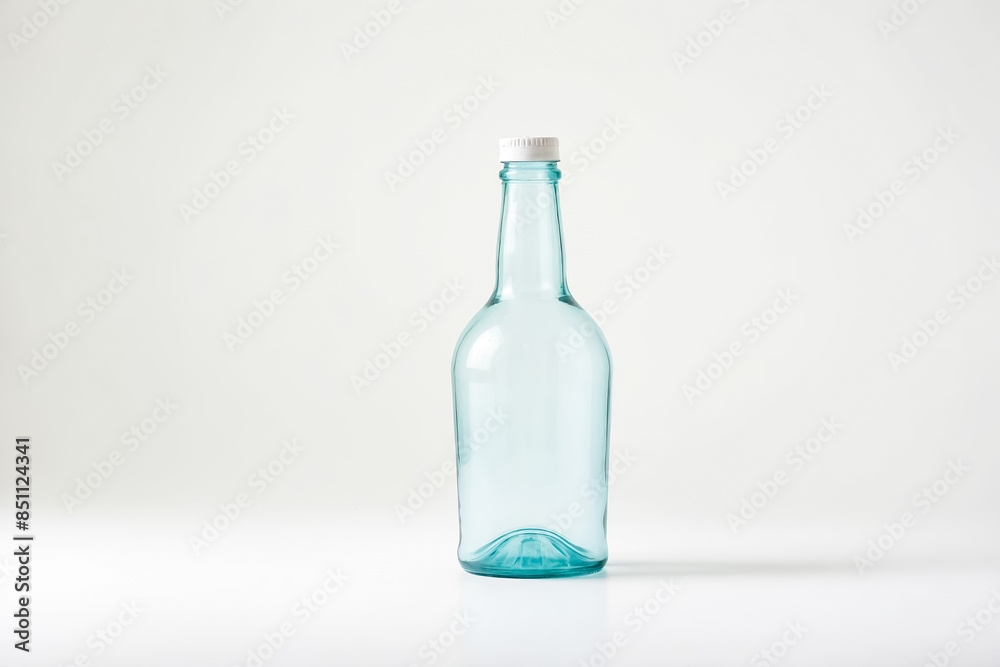 Blue glass bottle with white cap Blue glass bottle with white cap