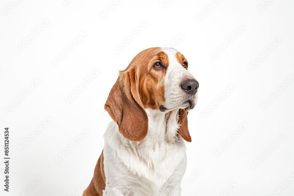 Basset Hound Sitting With White Background Basset Hound Sitting With White Background