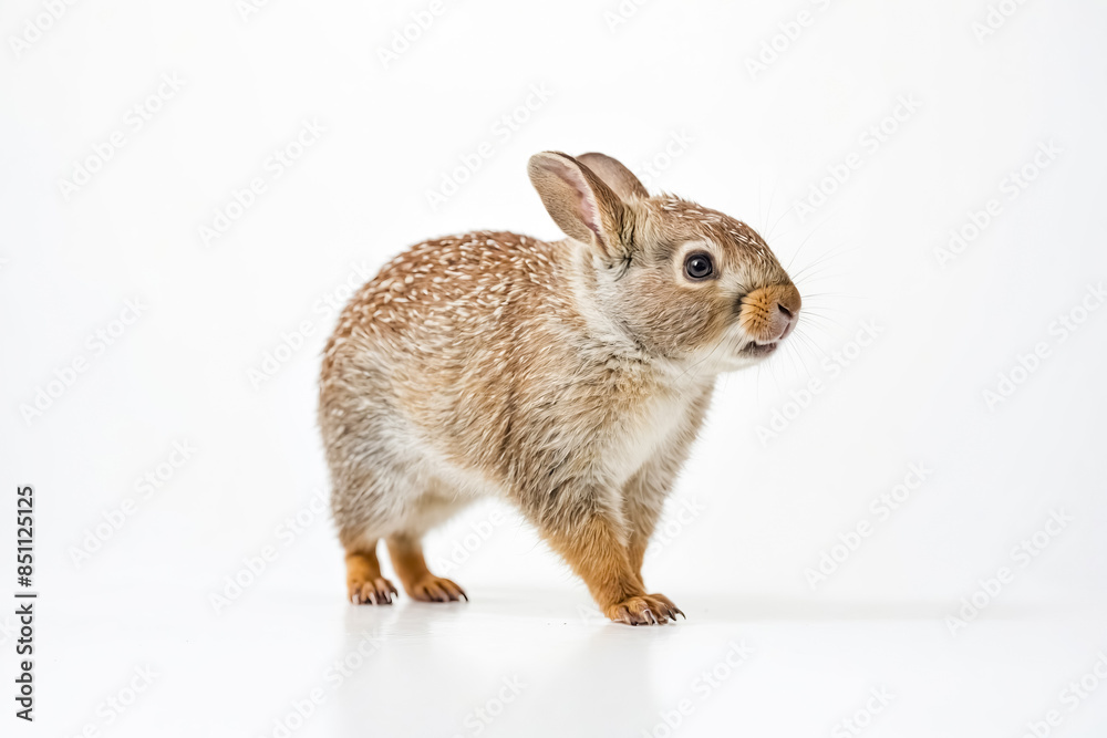 Cute baby rabbit with brown fur and long ears isolated on white background Cute baby rabbit with brown fur and long ears isolated on white background