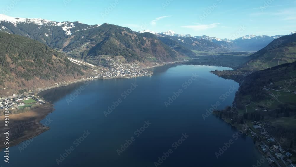 Aerial video of village, snowy mountains and lakes in Tyrol, Austrian Alps, Austria Aerial video of village, snowy mountains and lakes in Tyrol, Austrian Alps, Austria