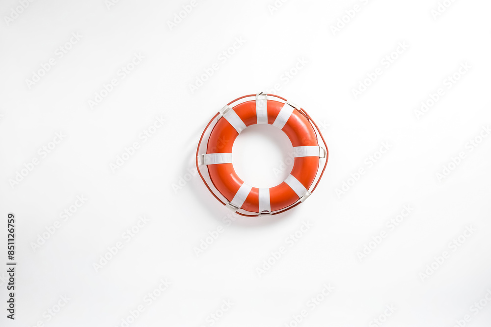 Orange Lifebuoy on White Background