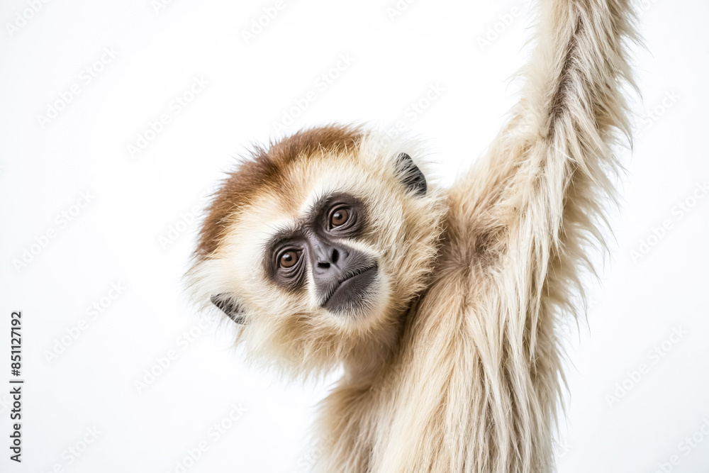 Fototapeta premium Curious Gibbon Hanging Backwards