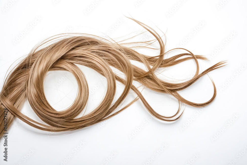 Swirling Blonde Hair on White Background