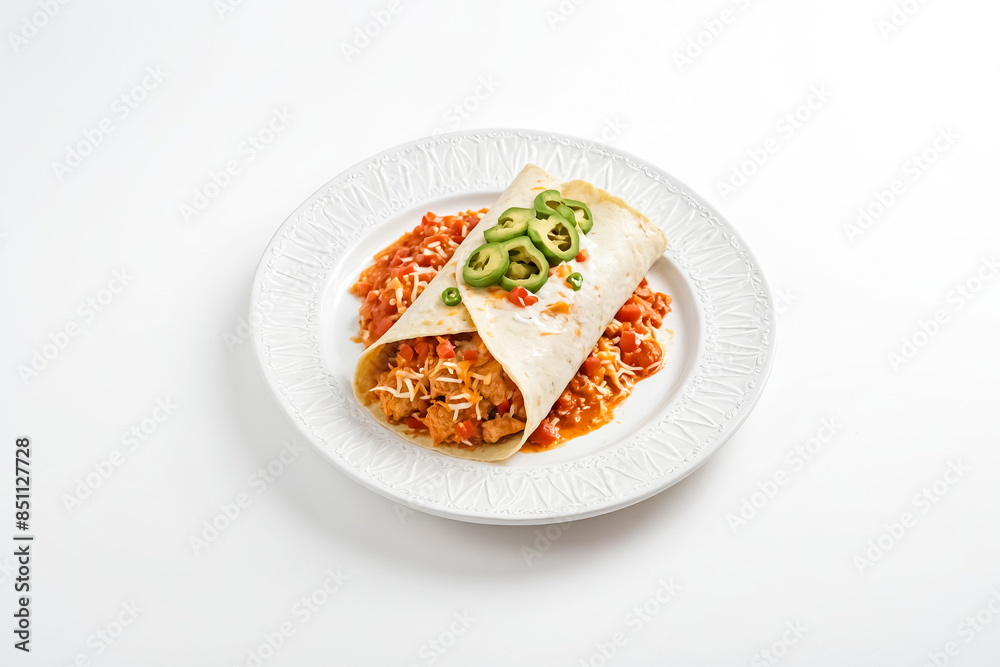 Chicken Burrito on a Plate with Jalapenos Chicken Burrito on a Plate with Jalapenos