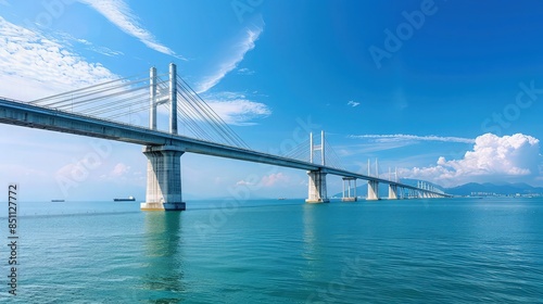 Penang Bridge view which located in the Straits of Malacca.