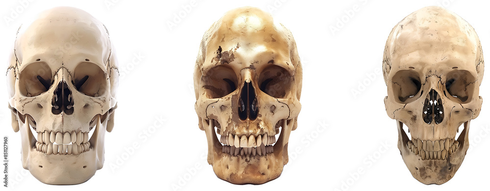 set of 3D medical skull head anatomy isolated on transparent background, png 3d skull head cutout set of 3D medical skull head anatomy isolated on transparent background, png 3d skull head cutout