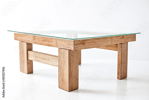 Wooden Coffee Table with Glass Top