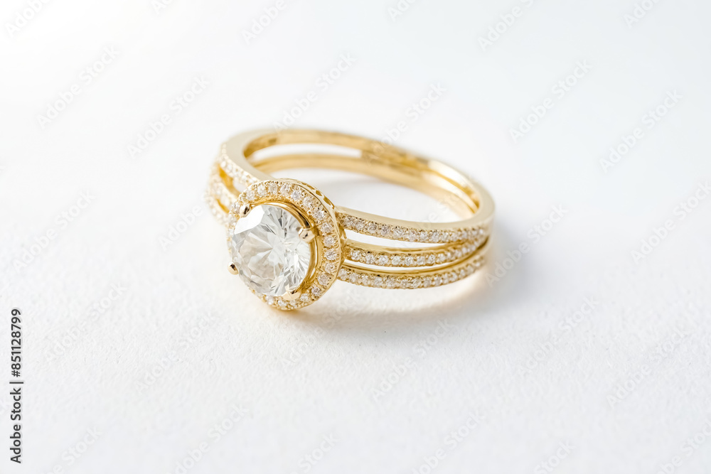 Diamond Engagement Ring on White Background Diamond Engagement Ring on White Background