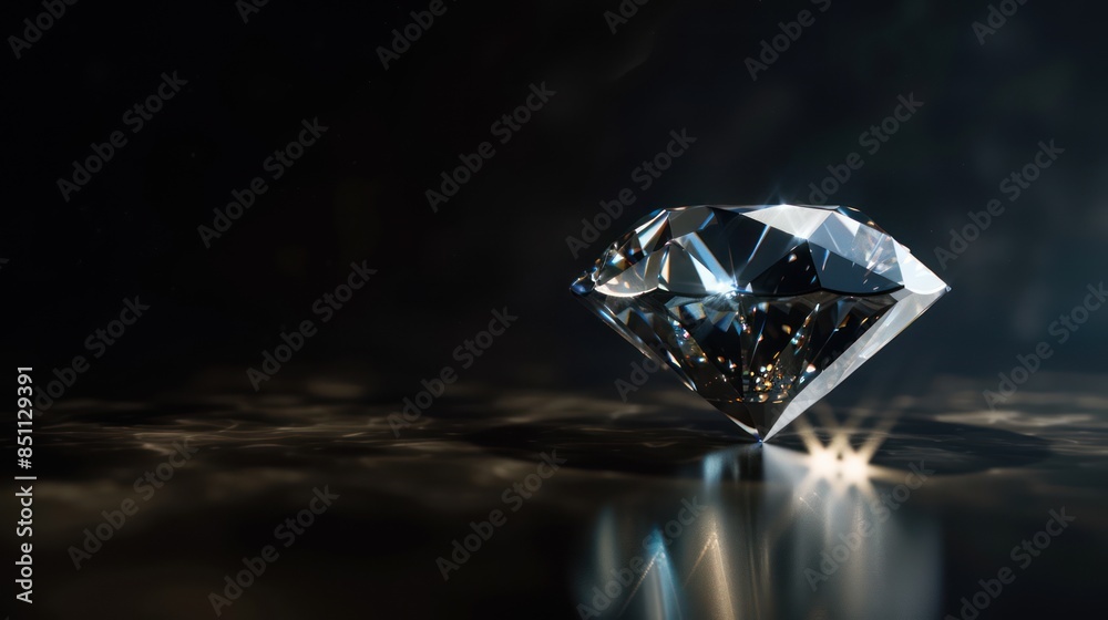 Obraz premium Diamond Reflection on a Dark Surface
