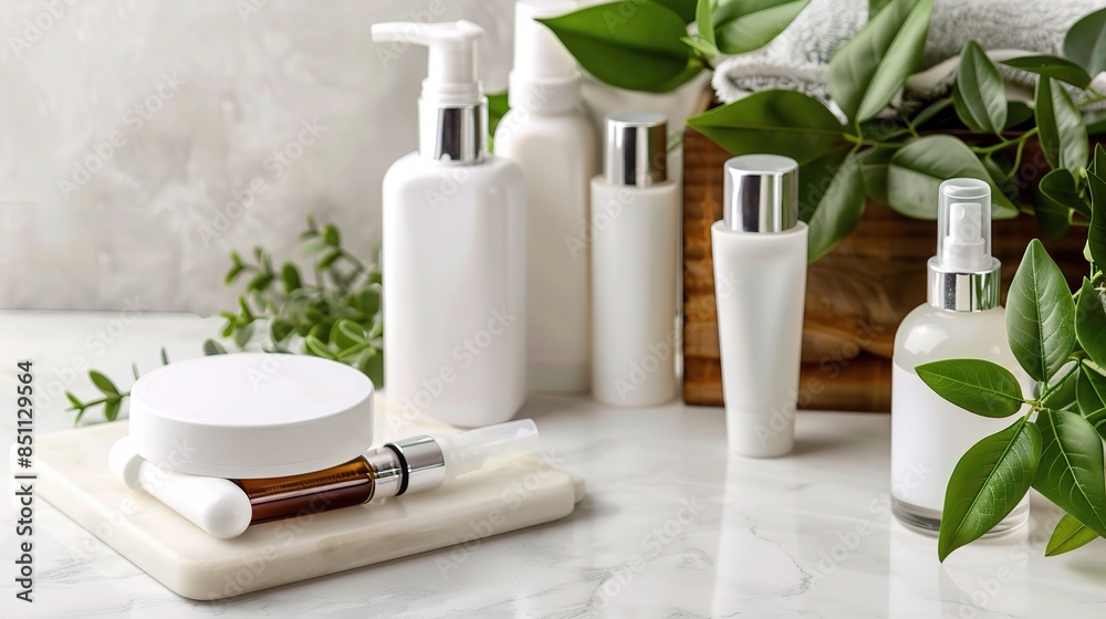 Skincare Elegance: Models Displaying a Range of Non-Branded Products Skincare Elegance: Models Displaying a Range of Non-Branded Products