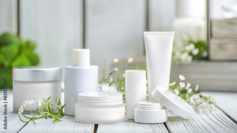 Skincare Elegance: Models Displaying a Range of Non-Branded Products Skincare Elegance: Models Displaying a Range of Non-Branded Products