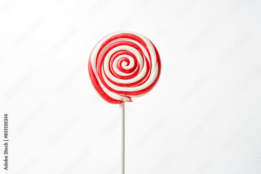 Red and White Swirled Lollipop on a White Background Red and White Swirled Lollipop on a White Background