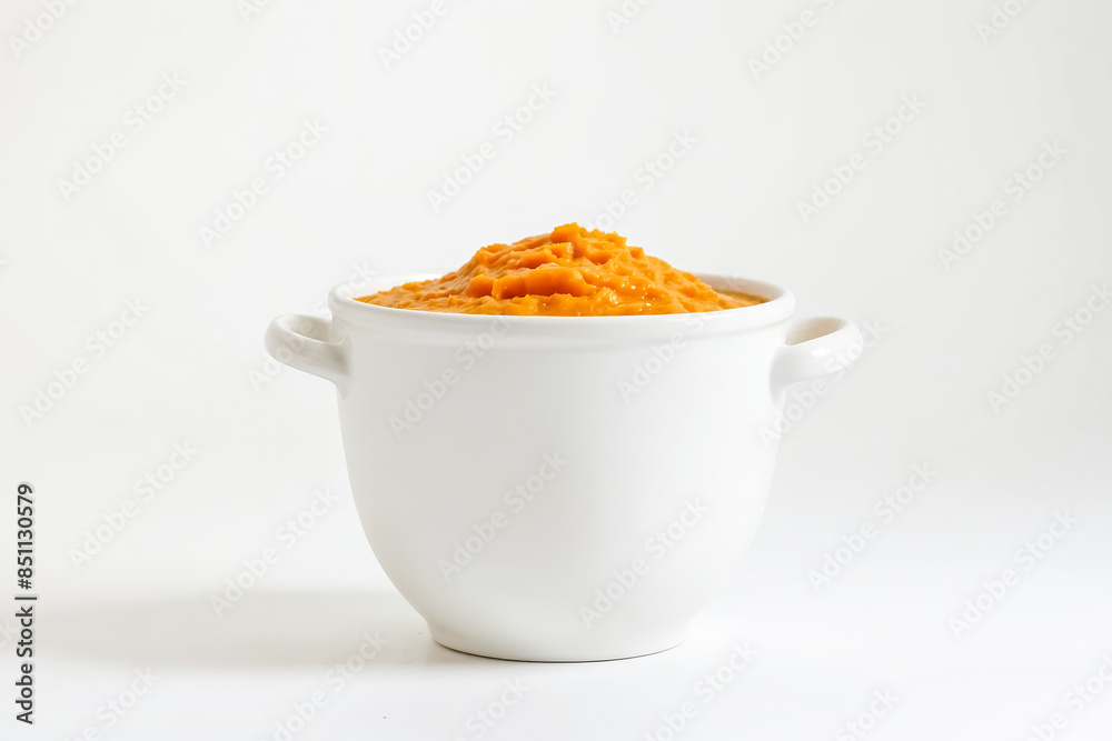 Creamy Pumpkin Puree in White Bowl Creamy Pumpkin Puree in White Bowl
