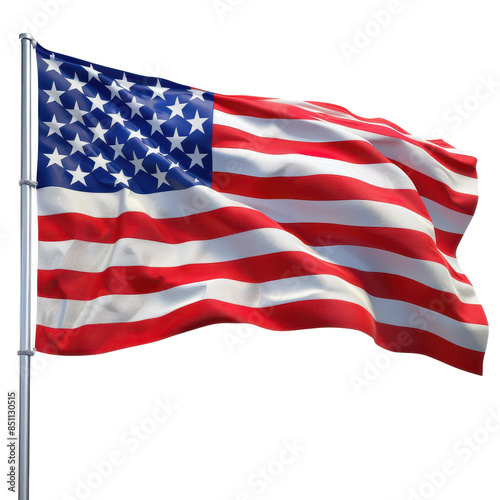 Wallpaper Mural A vibrant American flag waving in the wind, showcasing the red, white, and blue colors with stars and stripes symbolizing patriotism and freedom. Torontodigital.ca