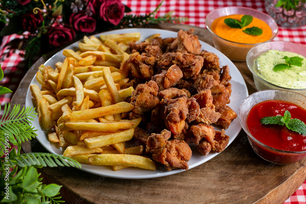 Comida de Boteco - Meia Porção de Batata Frita e Frango Frito à ...