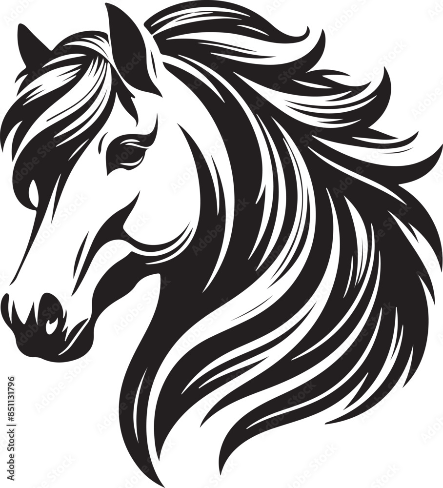 Silhouette image horses head Victor style Silhouette image horses head Victor style