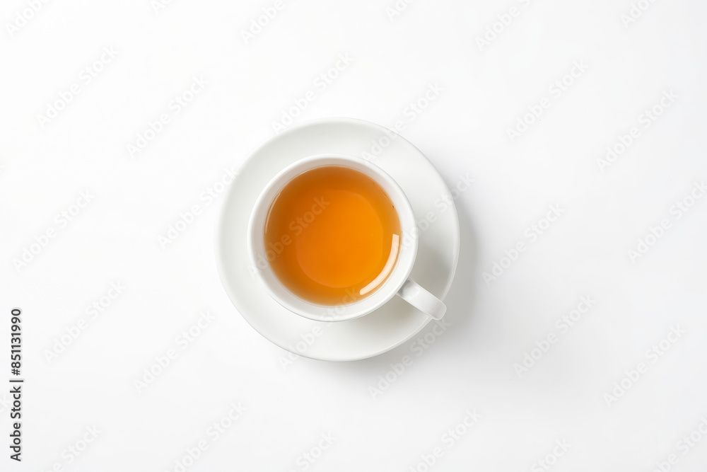 Top View of a Cup of Tea on a White Background Top View of a Cup of Tea on a White Background