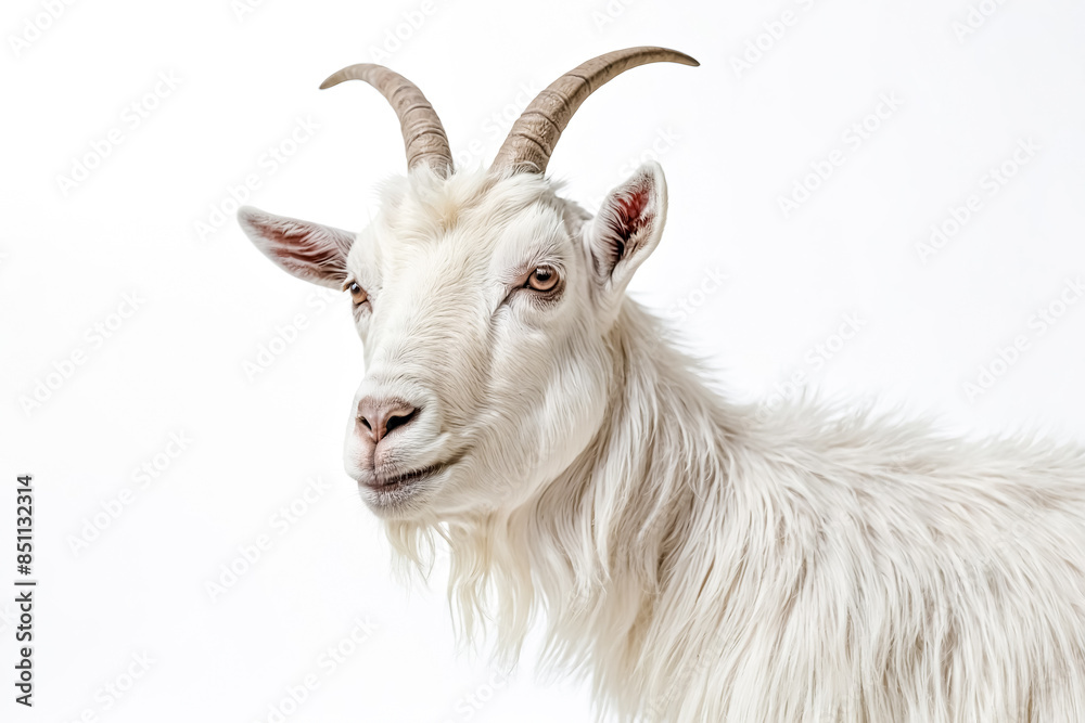 Portrait of a White Goat with Horns Portrait of a White Goat with Horns