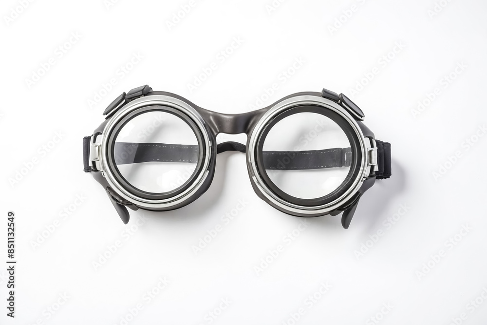 Black and Silver Goggles on a White Background Black and Silver Goggles on a White Background