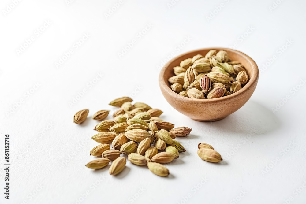 Close-up of Cardamom Pods in a Wooden Bowl Close-up of Cardamom Pods in a Wooden Bowl