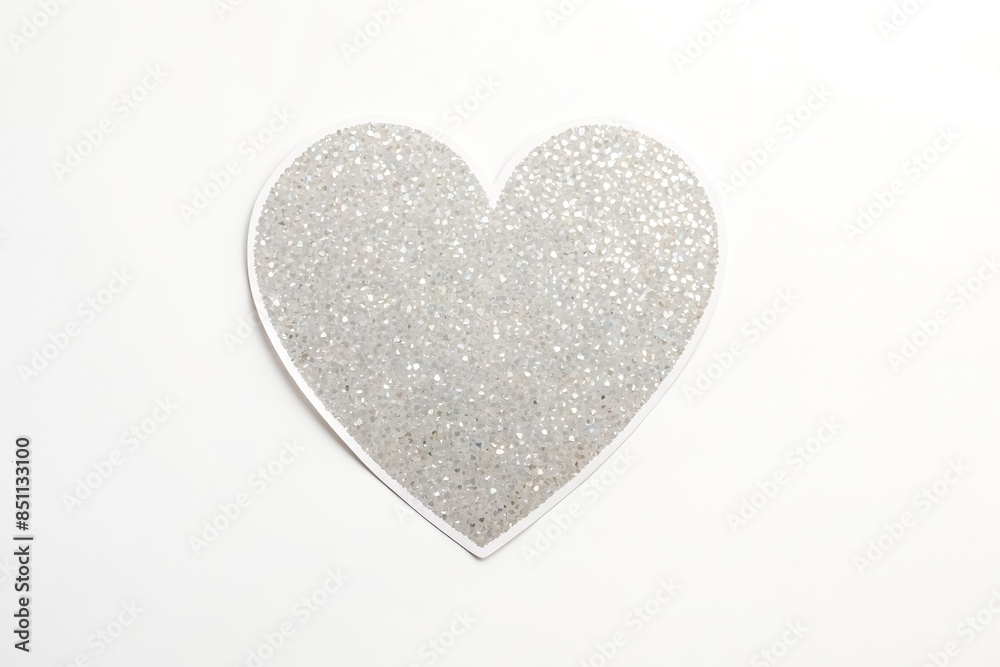Silver Glitter Heart on White Background Silver Glitter Heart on White Background