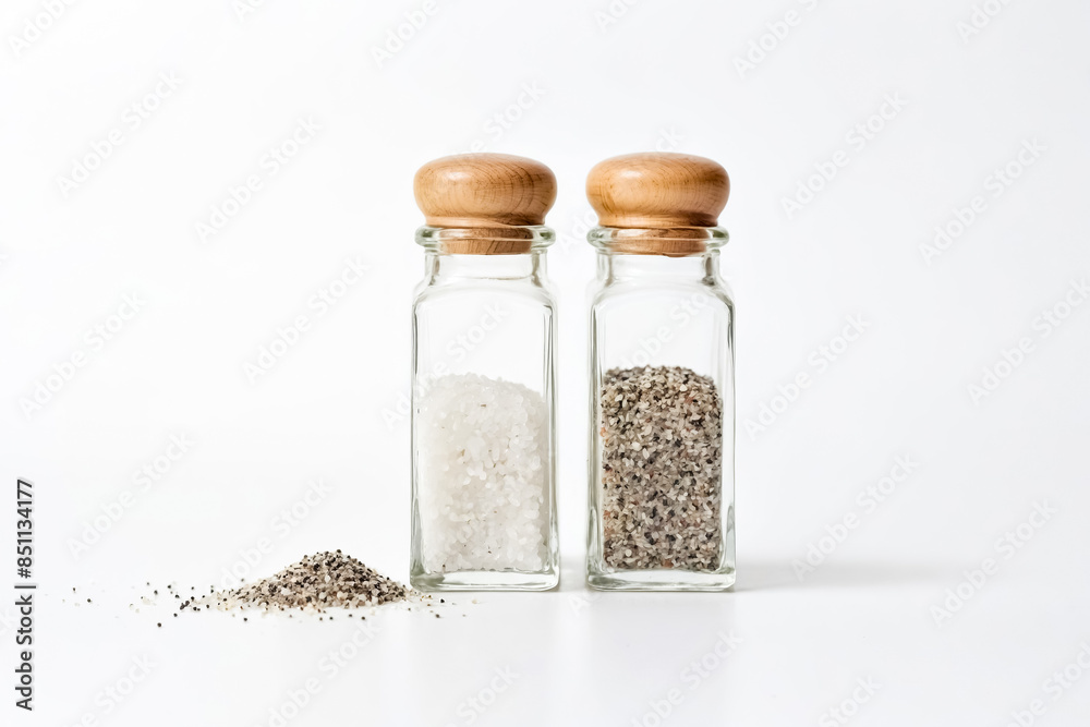 Salt and Pepper Shakers on White Background Salt and Pepper Shakers on White Background