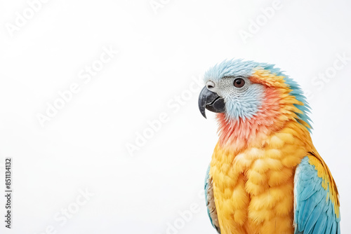 Yellow and Blue Macaw Parrot with White Background