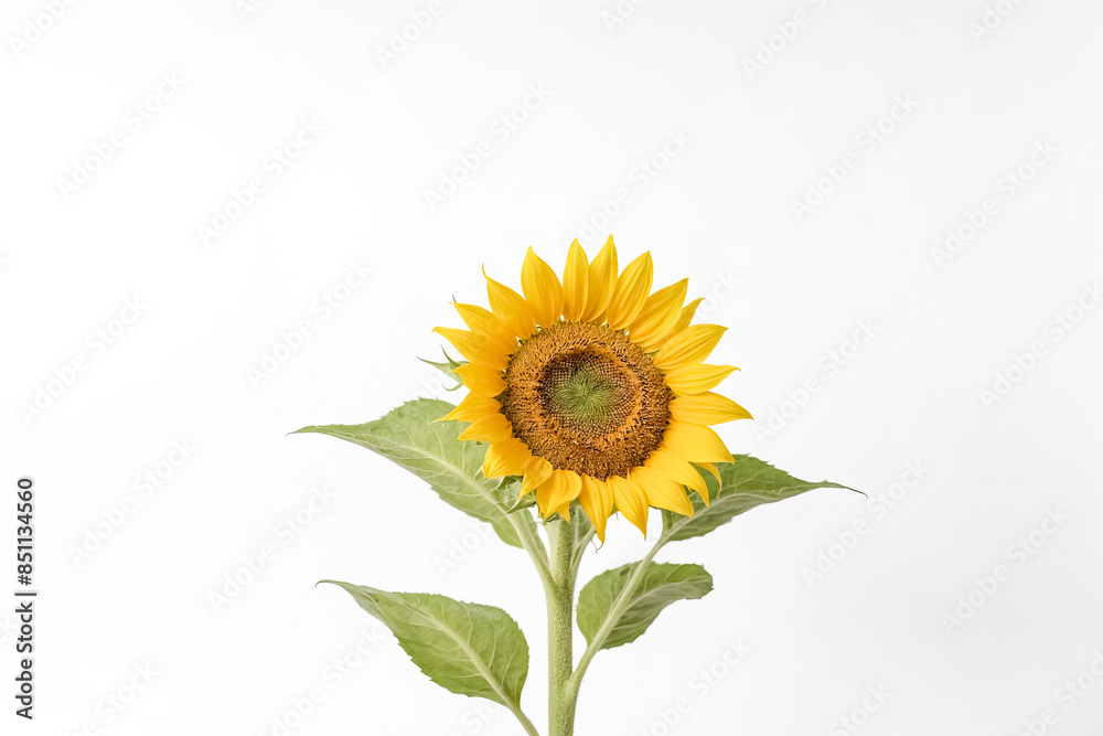 Single Sunflower on White Background Single Sunflower on White Background