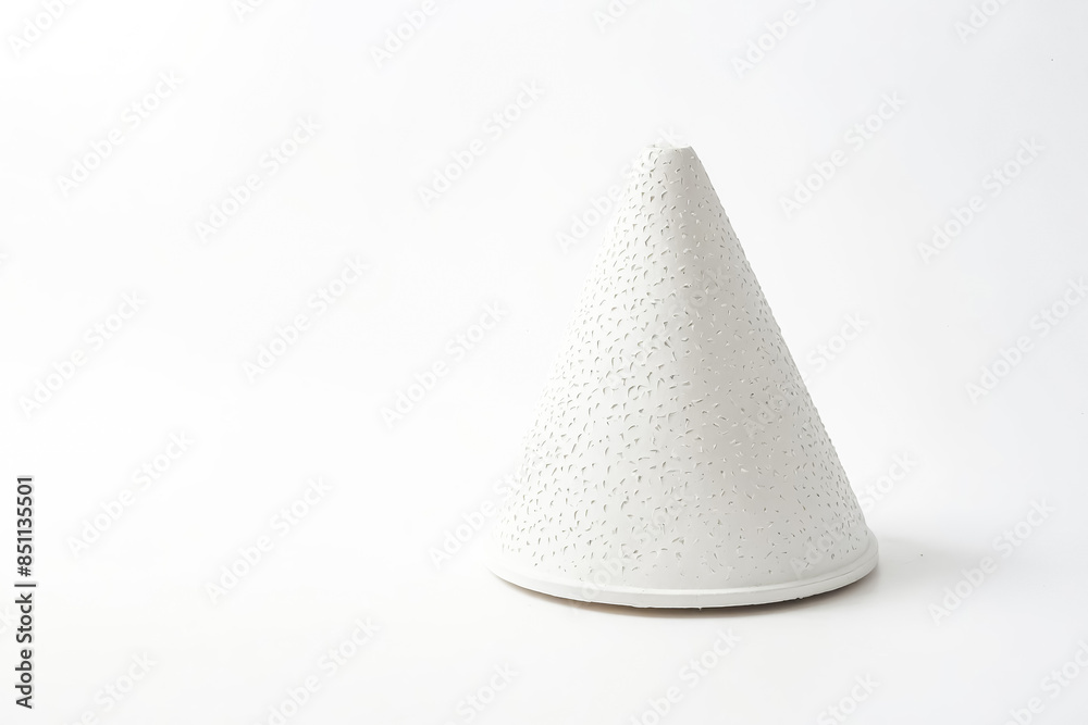 White Cone Shaped Object with a Textured Surface White Cone Shaped Object with a Textured Surface