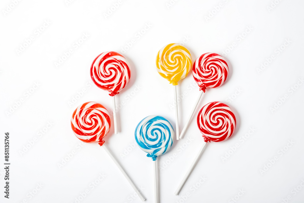 Colorful Lollipops on White Background