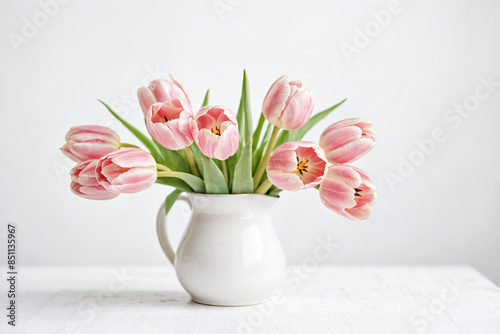 Wallpaper Mural Pink Tulips in a White Jug Torontodigital.ca