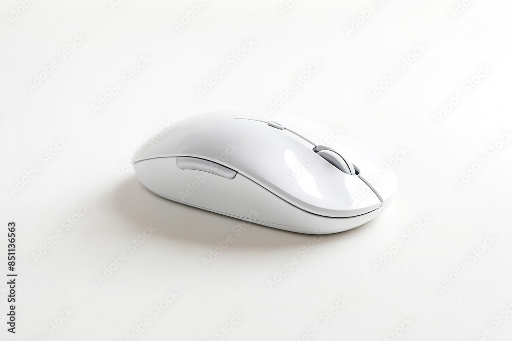 White Wireless Mouse On White Background White Wireless Mouse On White Background