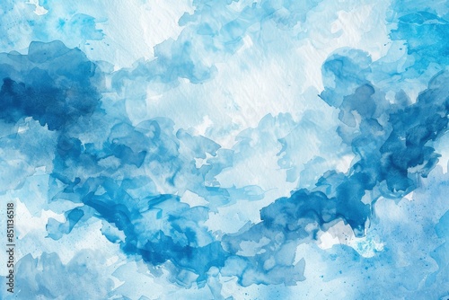 Hand painted watercolor background with sky and clouds shape - generative ai
