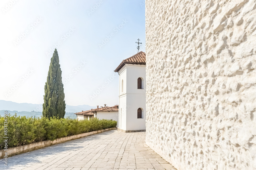 Fototapeta premium White Stone Wall of an Old Building