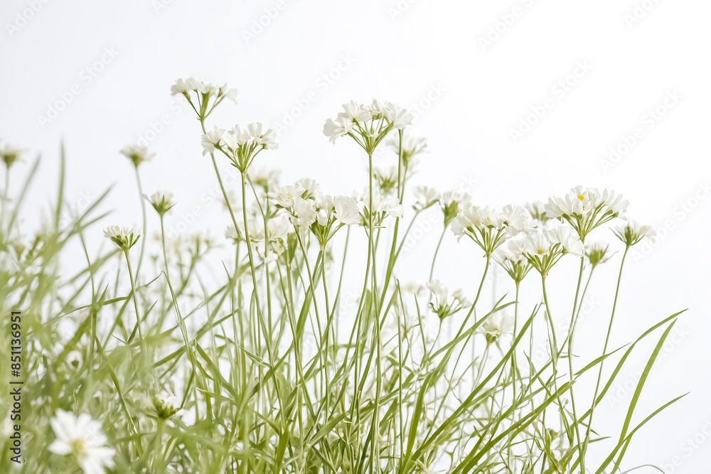 White flowers in a field of grass White flowers in a field of grass