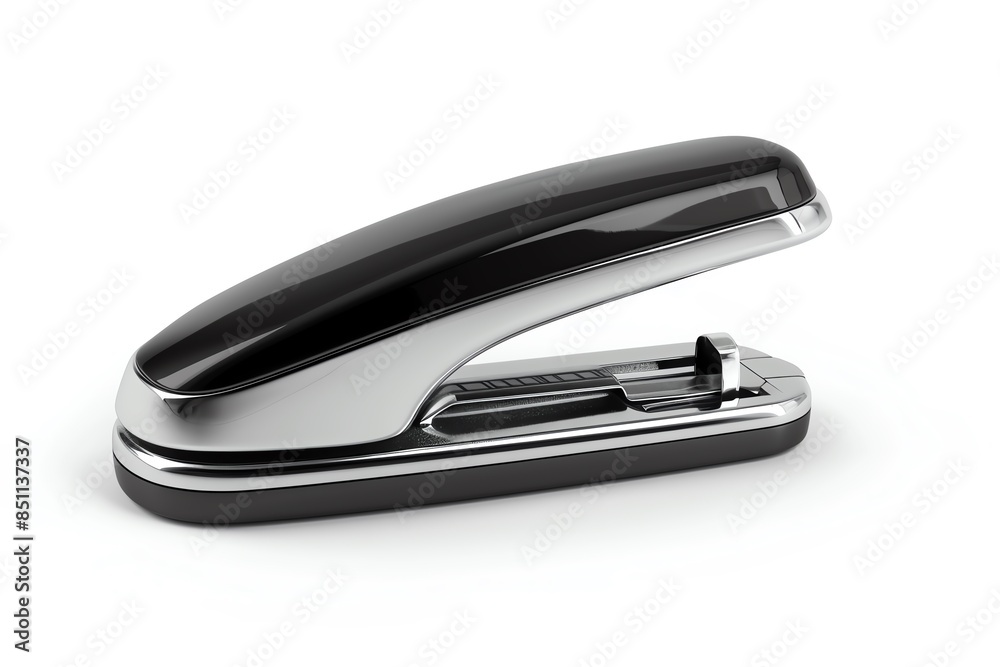 Black and silver stapler isolated on white background. Black and silver stapler isolated on white background.