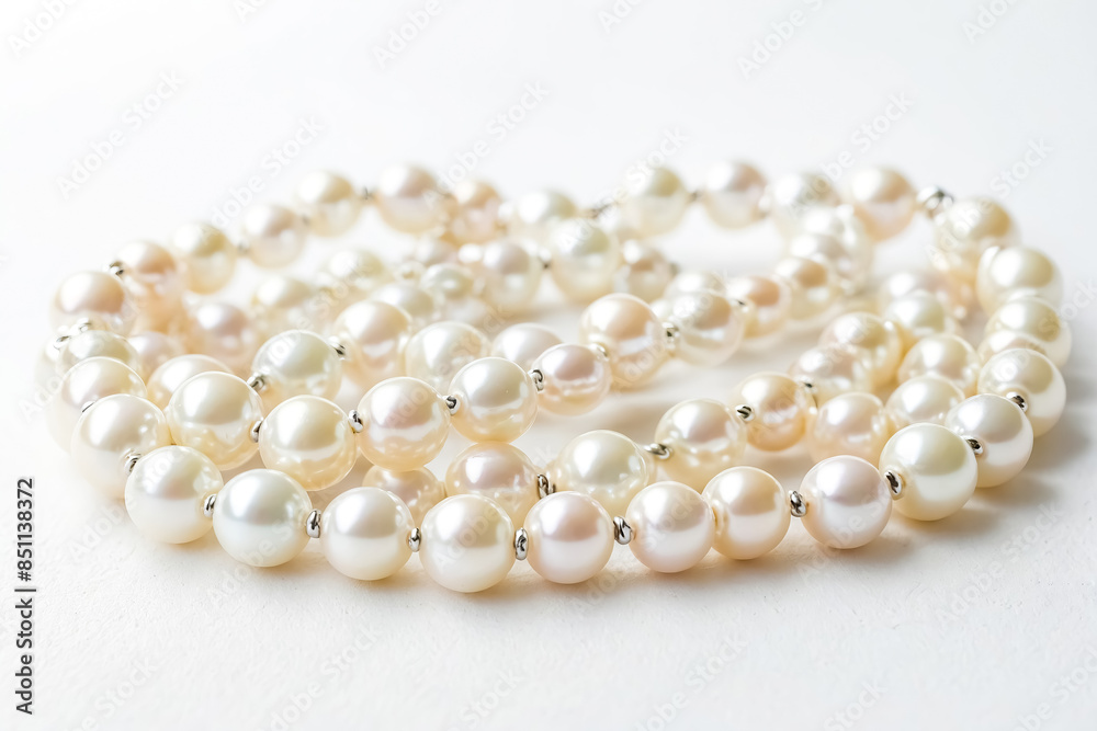 Pearl Necklace on White Background Pearl Necklace on White Background