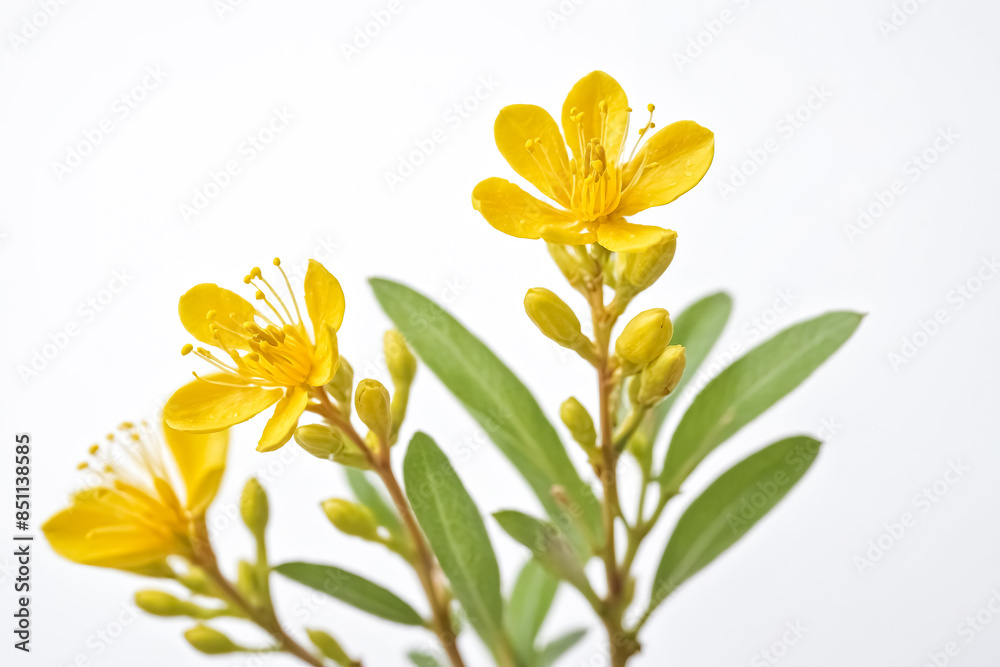 Fototapeta premium Yellow Flower Branch Isolated on White Background