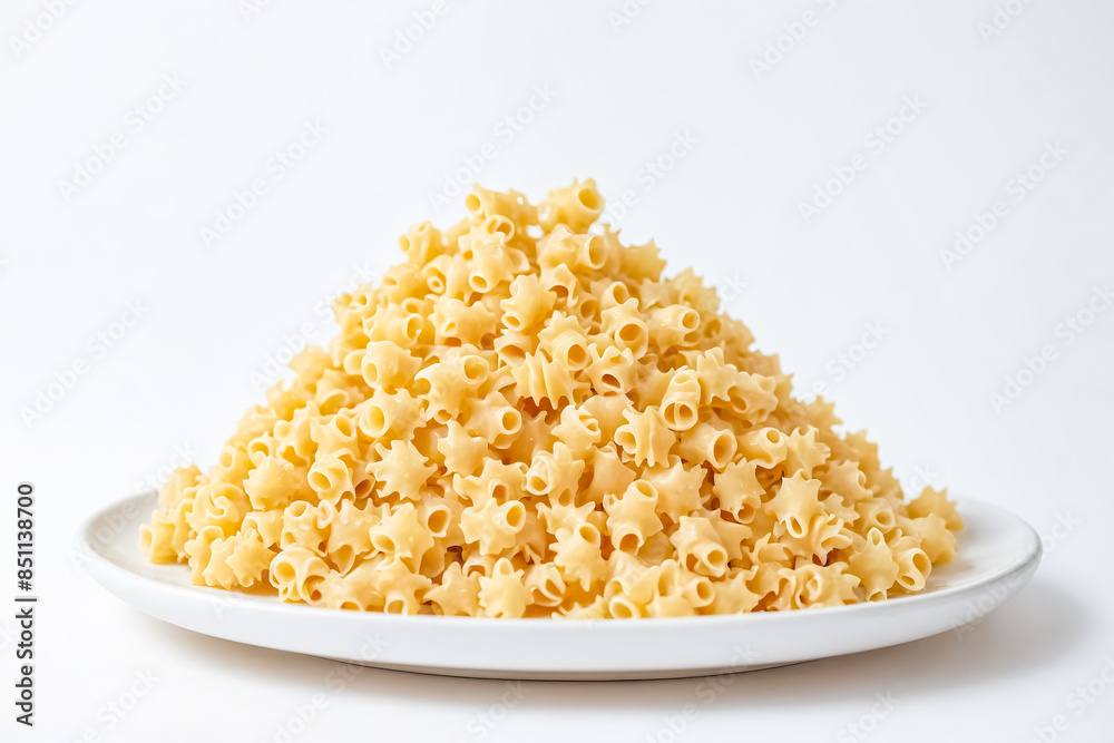 Raw Pasta on a White Plate Raw Pasta on a White Plate