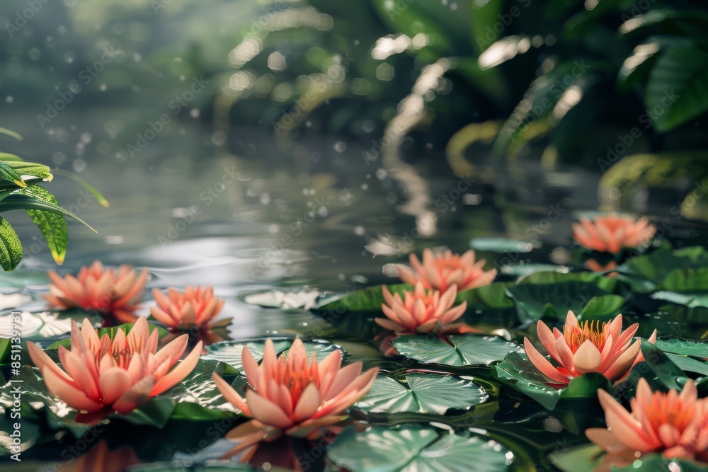 Water Lilies in a Serene Pond Water Lilies in a Serene Pond