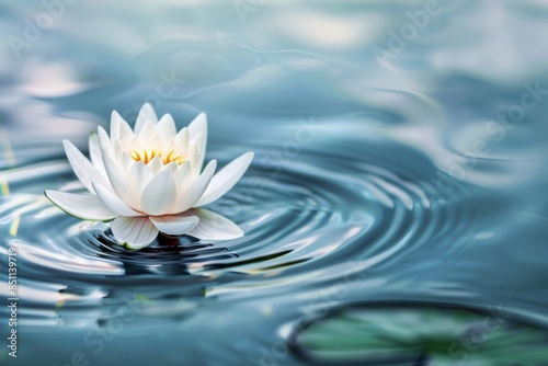 Water Lily Floating on Calm Water