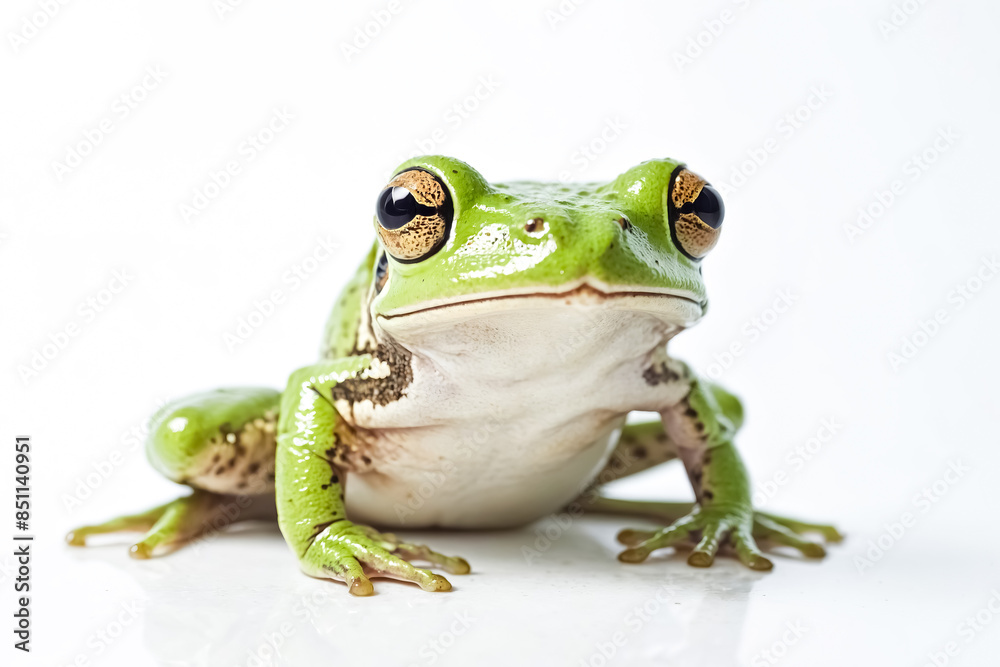 Obraz premium Green tree frog isolated on white background