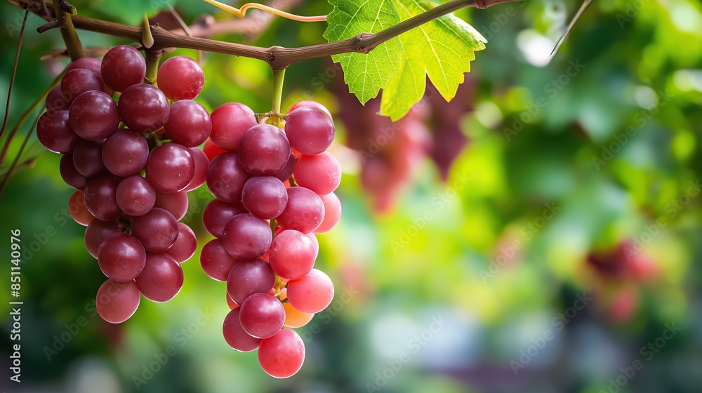 Juicy ripe grapes on a branch on a sunny day