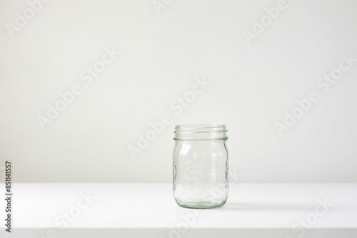 Empty Glass Jar on White Background