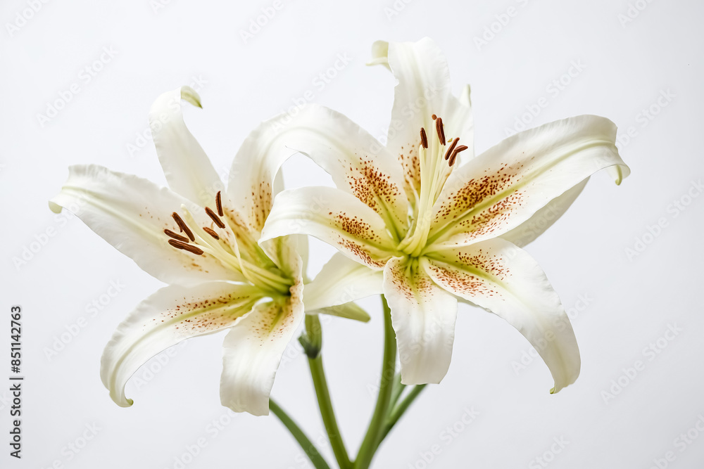 Close-up of White Lily Flower with Brown Spots Close-up of White Lily Flower with Brown Spots